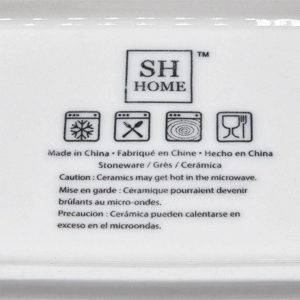 SH Home Set of 2 Ceramic Sushi Serving Plate 8x4.5 Blue White Floral Print 10pcs
